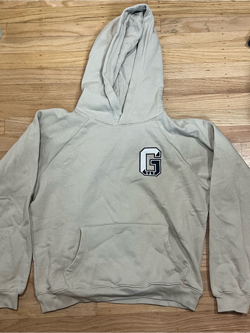 GAP Men's Light Beige Pullover Hoodie with 'G' Chest Logo